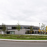 Kita-Gebäude auf dem Bayer AG-Gelände in Leverkusen